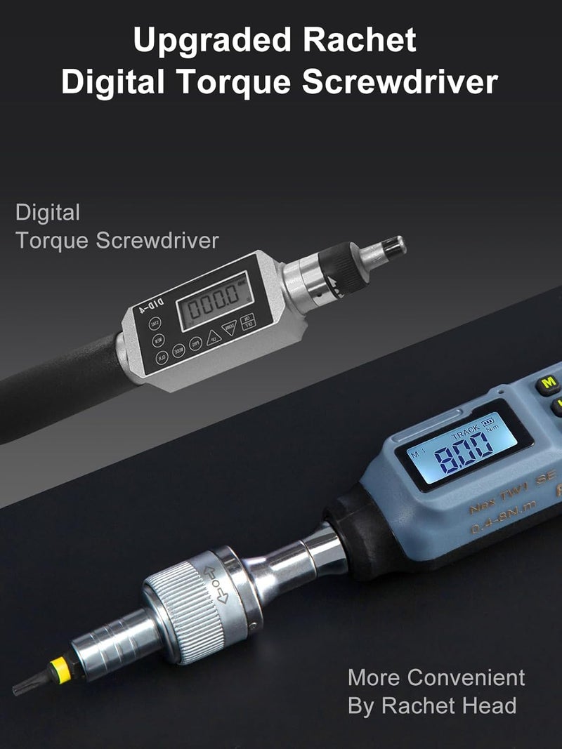 GROWNEER Upgraded Digital Torque Screwdriver, 3.5-70.8 In-lbs/0.4-8 Nm, 1/4'' Drive Inch Pound Rachet Torque Screwdriver Electrician with Buzzer & LED Indicator, Torque Wrench Screwdriver Set - Image 2
